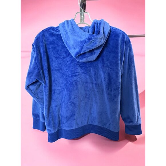 Adidas Youth Hooded Plush Pullover Sweatshirt Blue Size 14 - Picture 4 of 7